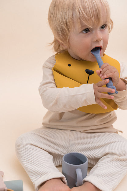 Kinderlöffel Set Lili the Bear aus Silikon Indigo/Sky