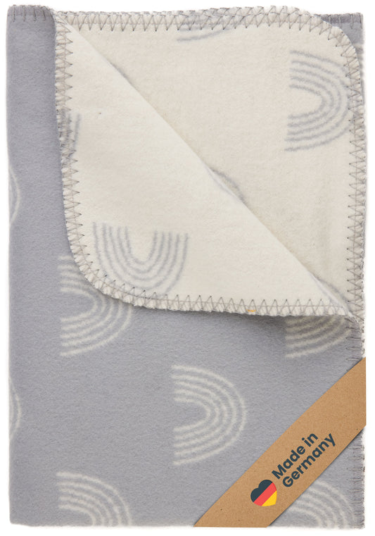 Organic Cotton Baby Blanket, Made in Germany, Rainbow - Grey