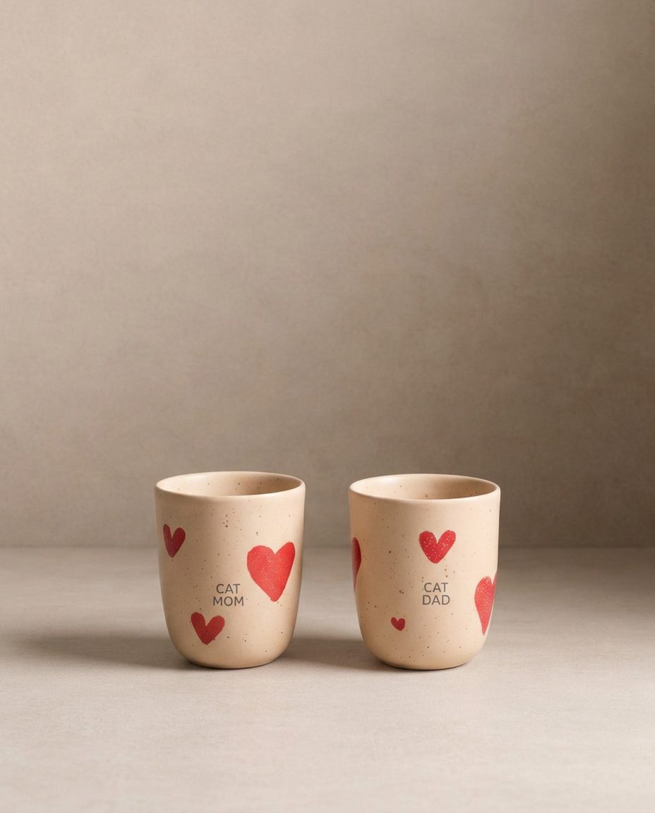Cozy Hearts Stoneware Medium Cup 220ml 2 Pieces Set