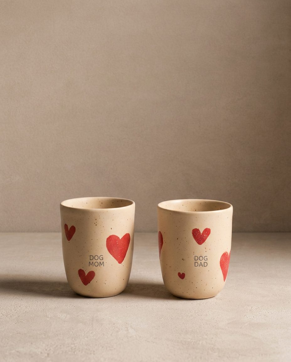 Cozy Hearts Stoneware Medium Cup 220ml 2 Pieces Set