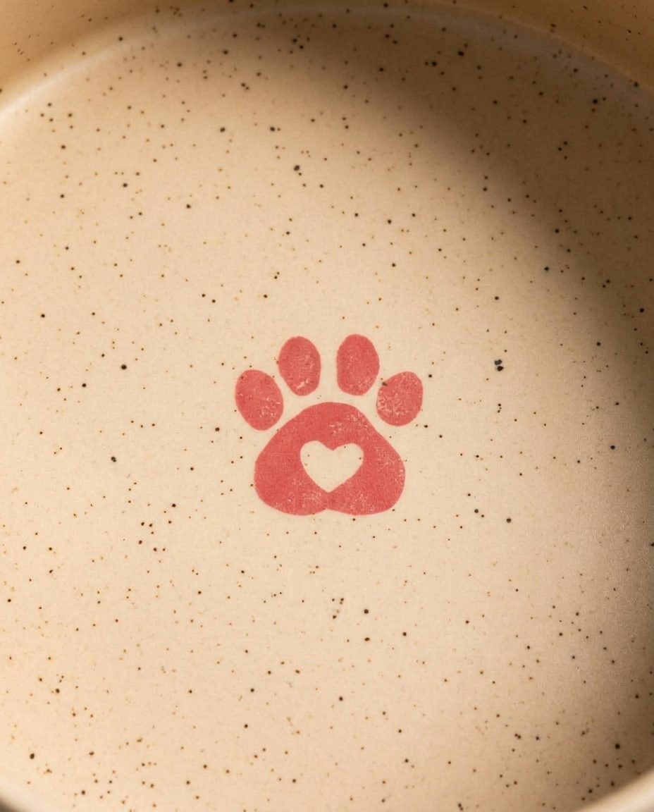 Cozy Hearts Stoneware Pet Bowl 16.5cm 2-Piece Set