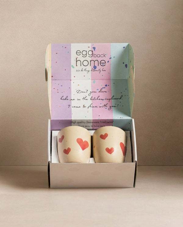 Cozy Hearts Stoneware Medium Cup 220ml 2 Pieces Set