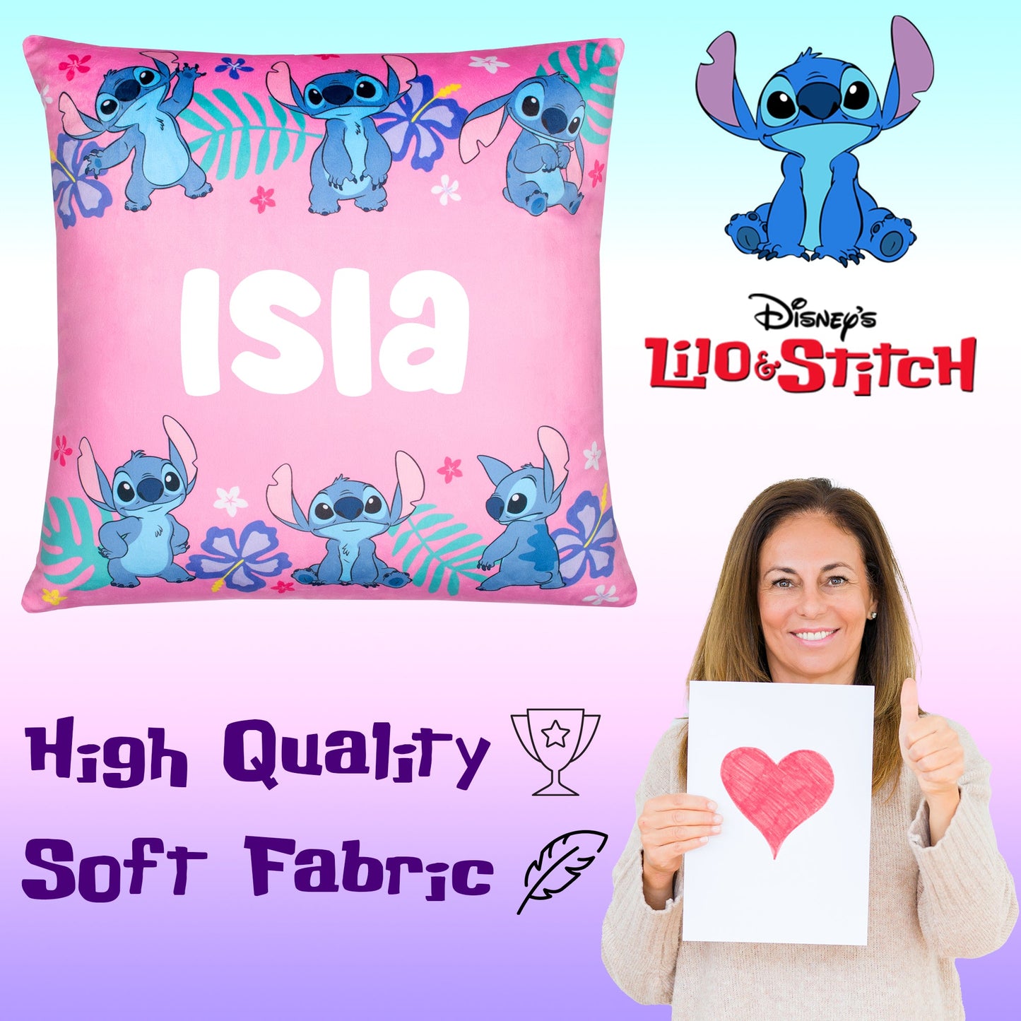 Disney Stitch Coussin Cover 44 x 44 cm Super Soft Pillow Case Gift fille Bedroom Home Décor