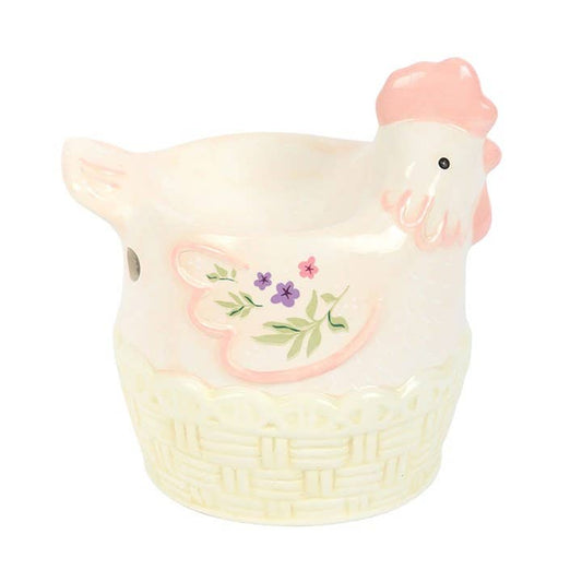 Floral hen-shaped oil burner and wax warmer