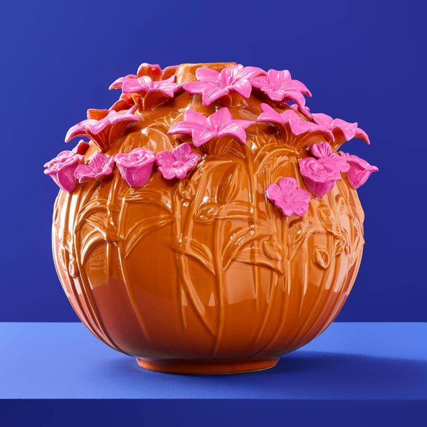 Jarrón Verano, Gres Naranja/Rosa, 34 x 29,5 cm