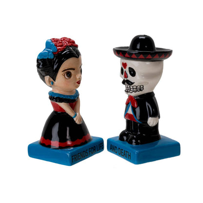 Dia De Los Muertos keramische zout- en peperstrooierset