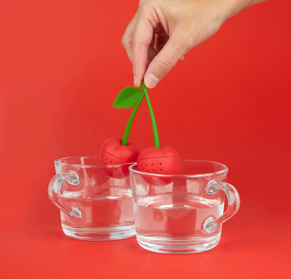 Infusore per tè in silicone rosso ciliegia doppio