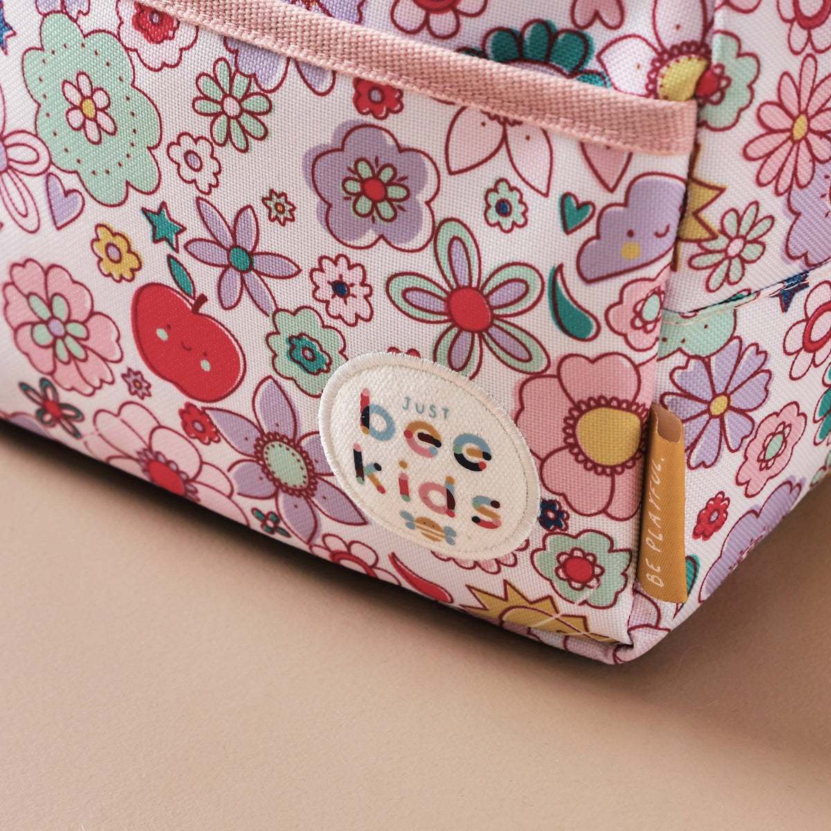 Lancheira térmica infantil com estampado floral retro
