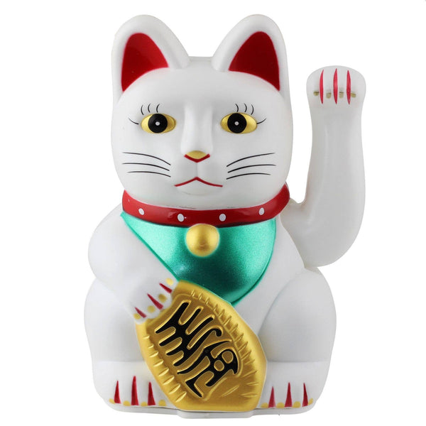 Chat chanceux blanc 13cm