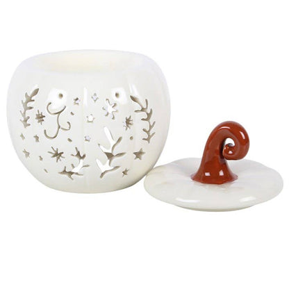 Brûle‑parfum et chauffe‑cire Halloween citrouille folk crème