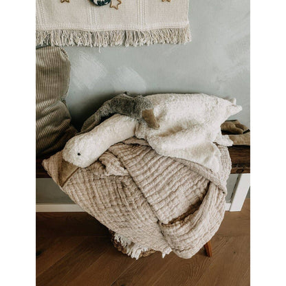 Calentador de manos grande de peluche con forma de ganso | blanco