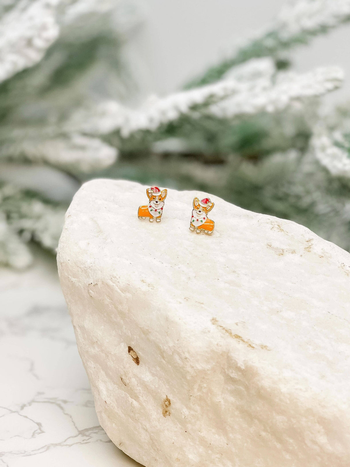 Boucles d'oreilles Corgi de Noël