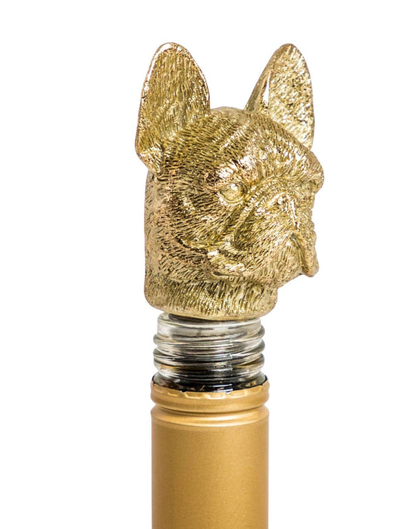Bouchon de bouteille Bouledogue Français doré antique