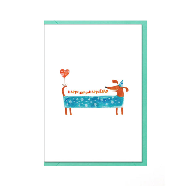 Tarjeta de felicitación Dachshund Happy Happy Happy Day + sobre