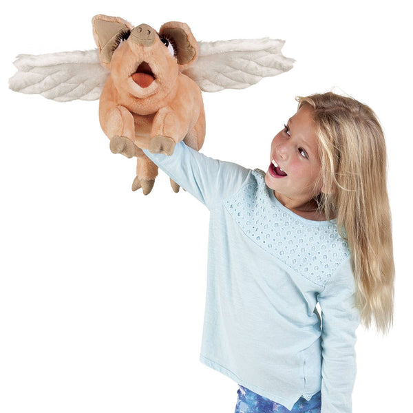Marionnette à main Cochon avec ailes Folkmanis réaliste