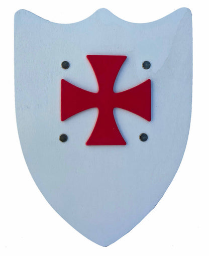 BOUCLIER HISTORIQUE BLANC AVEC CROIX TEMPLIÈRE - KALID MEDIEVAL