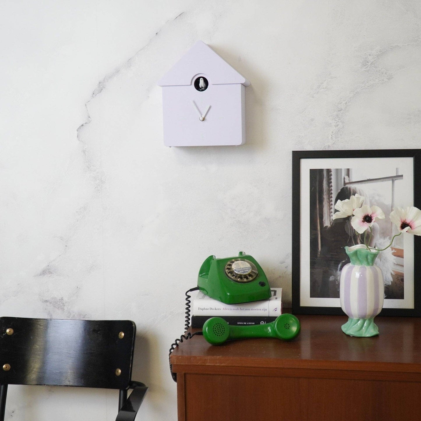 Clock - Cuckoo Wall Clock - Lilac - 24x27x9cm