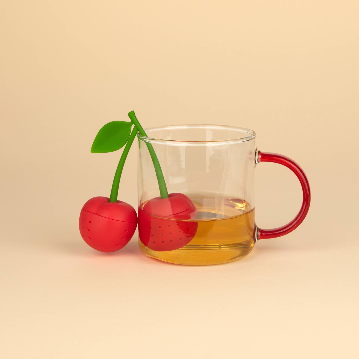 Infusore per tè in silicone rosso ciliegia doppio
