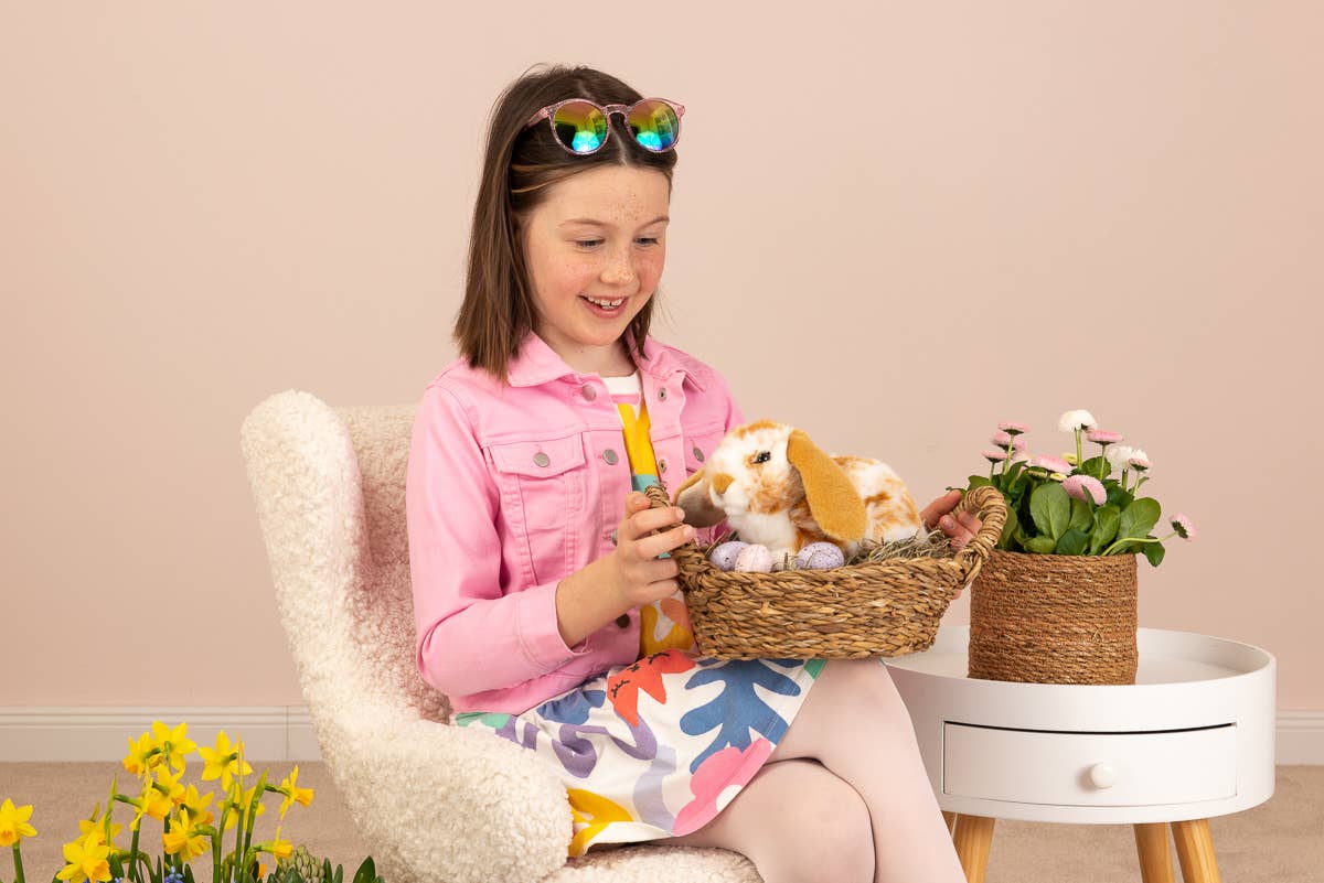 Peluche coniglio ariete beige chiaro e bianco