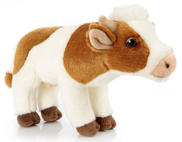 Peluche Vache blanche/brune, debout Uni Toys