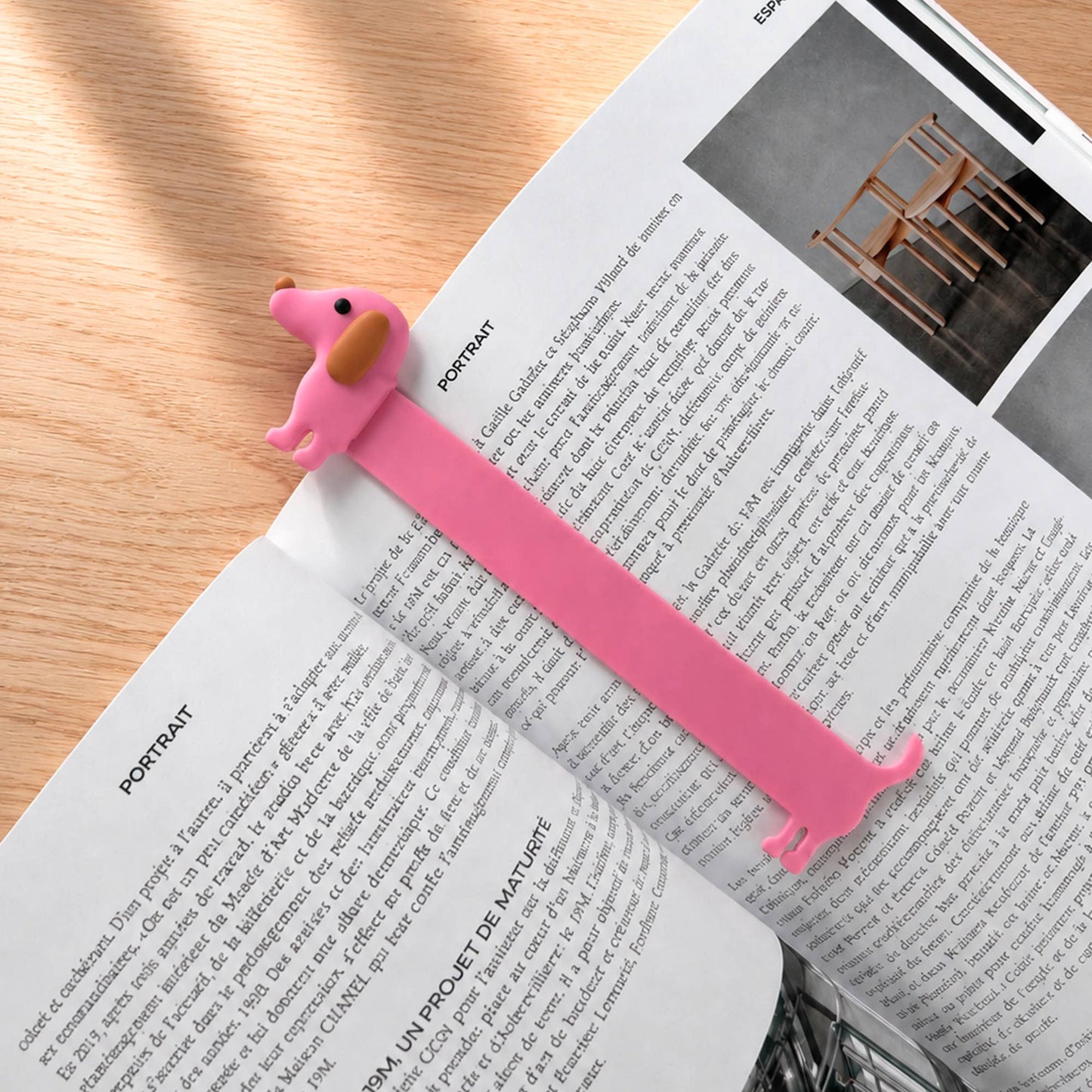 Marque-page Teckel rose