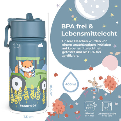 Thermo Kinder Trinkflasche Edelstahl - Traktor