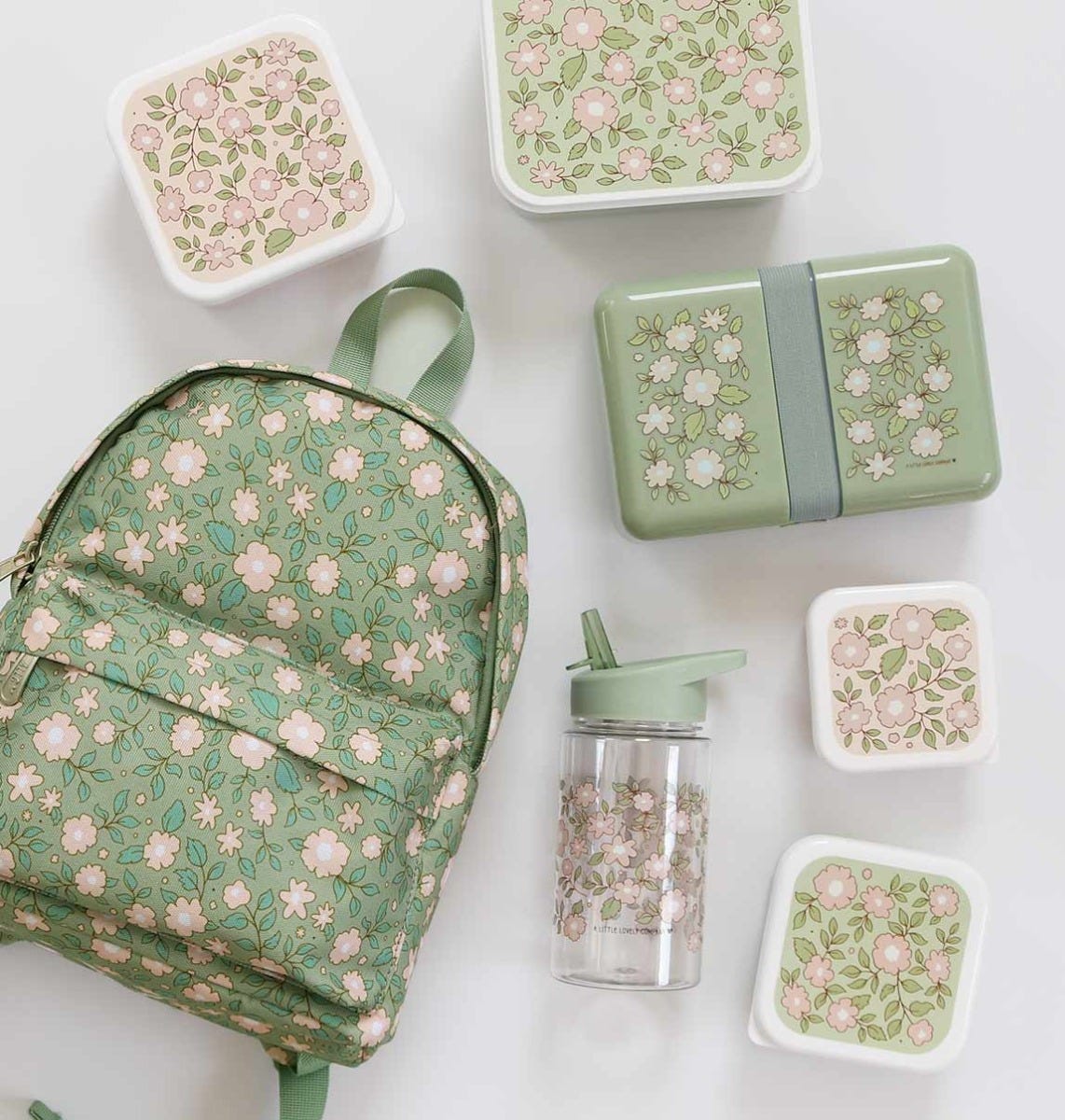 Gourde enfant - Fleurs - sauge – vue 4 – A Little Lovely Company