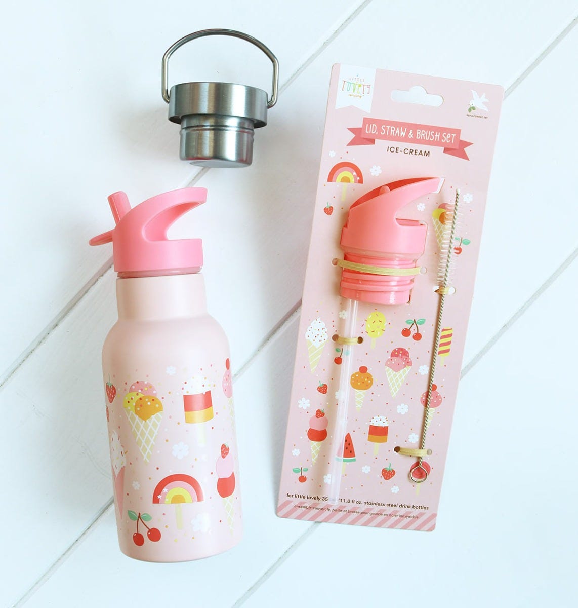 Kit bouchon, paille et goupillon - Glaces – vue 2 – A Little Lovely Company