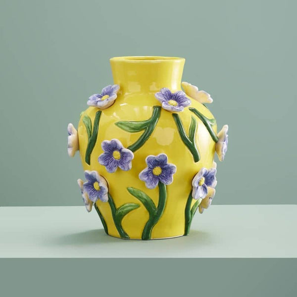 Jarrón Mr. Flowers, amarillo dolomita, 23 x 23 x 26 cm