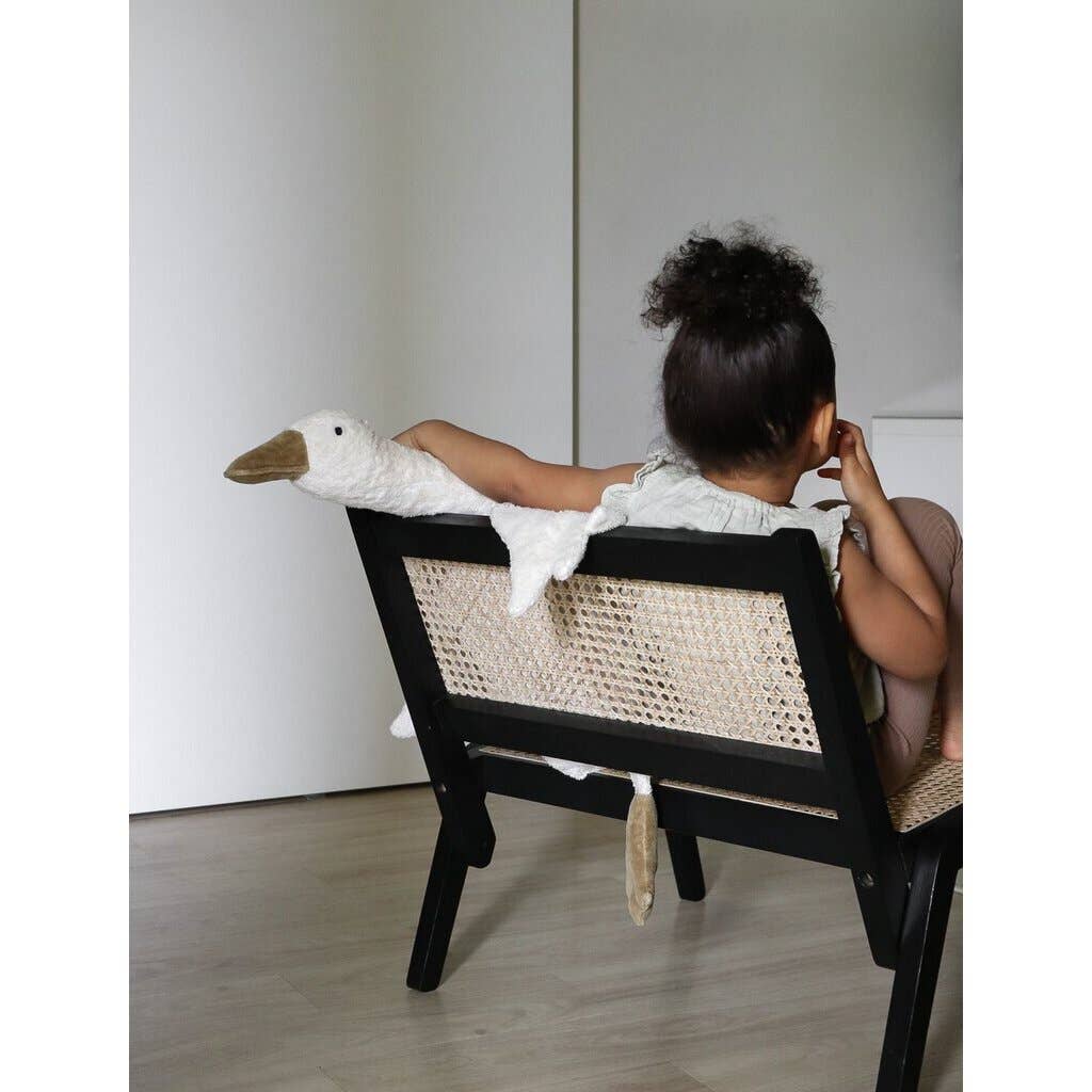 Calentador de manos grande de peluche con forma de ganso | blanco