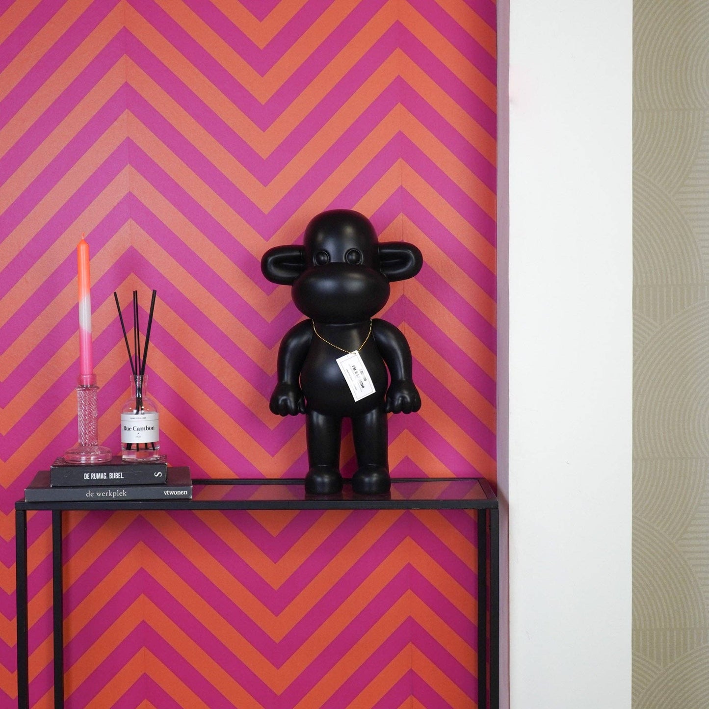 Ornement - Figurine Singe 'La Légende' - Résine - Noir - 33x21x50cm