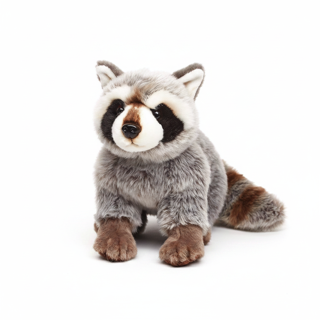 Mapache, sentado, 25 cm (largo), juguete de peluche o peluche