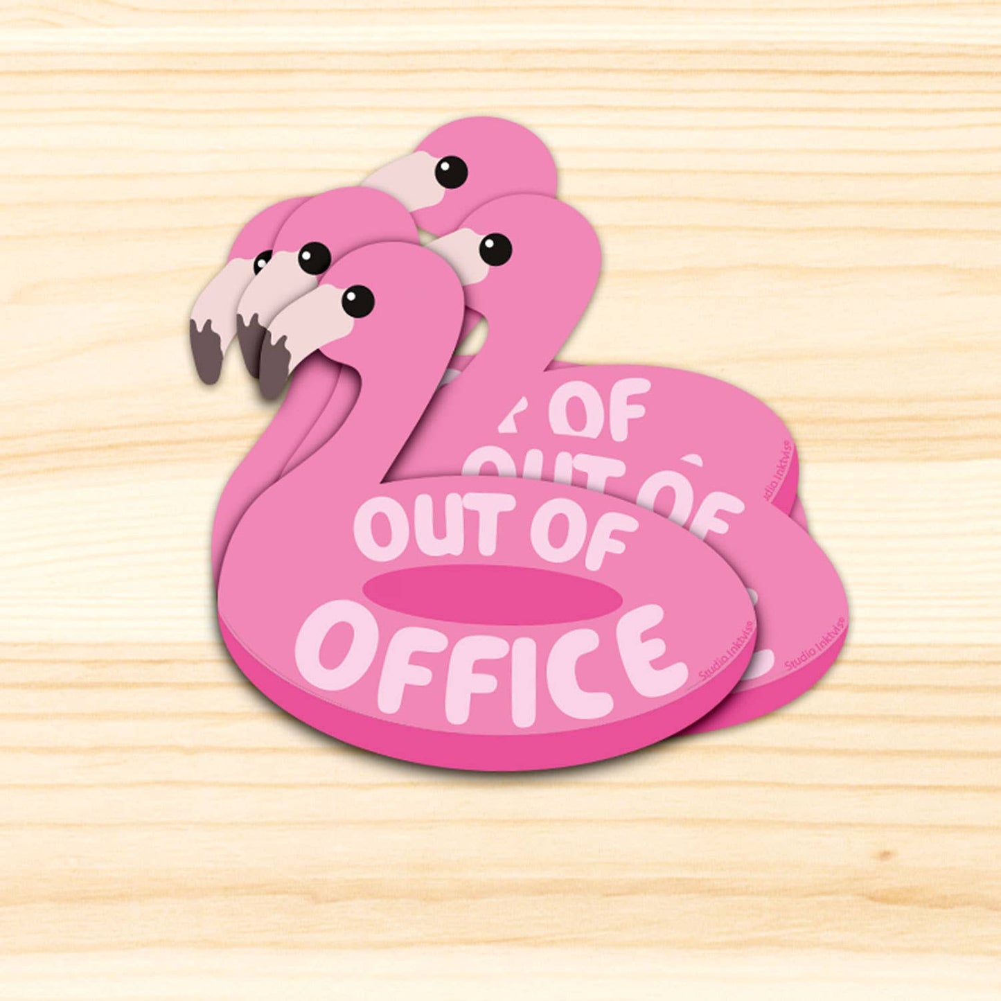 Autocollant Absent du Bureau Flamant Rose