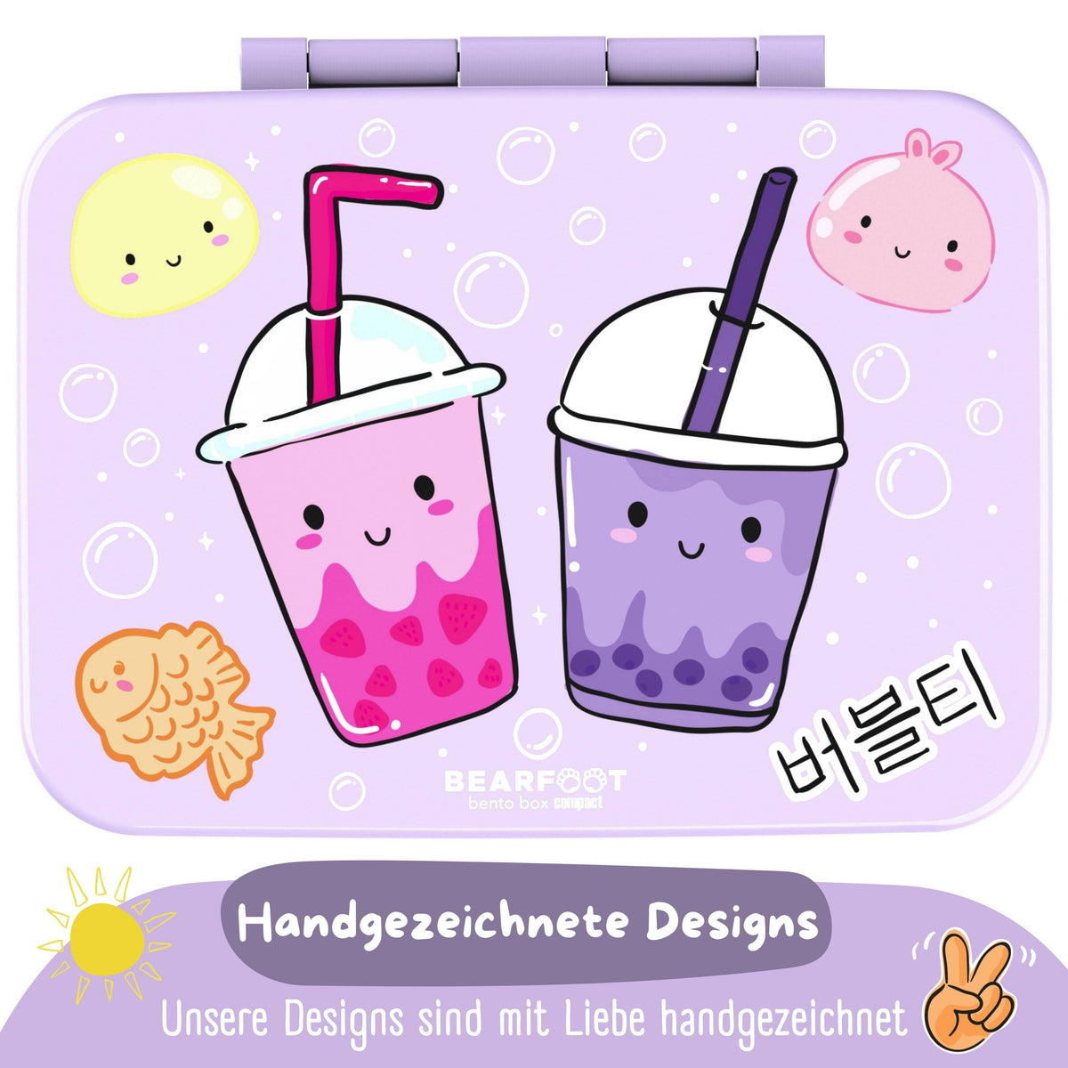Brotdose mit Fächern, leicht & auslaufsicher-BubbleTea lila