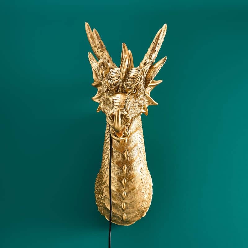 Lampada da parete Dragon Drake, oro, 66 x 27 x 41 cm