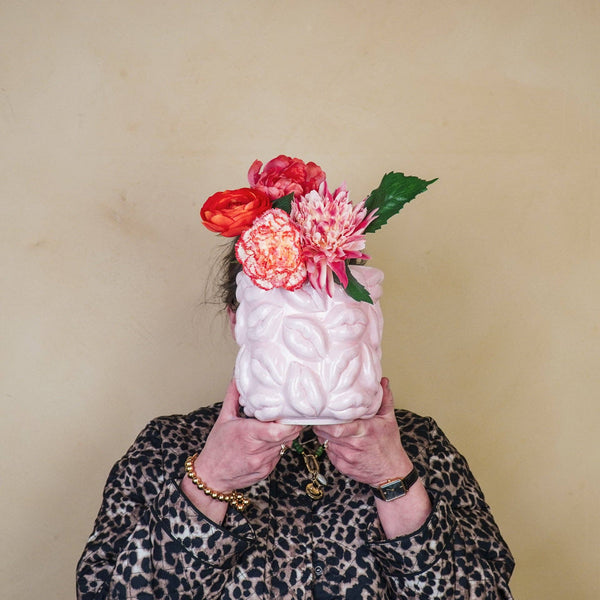 Maceta - Besos - Cerámica - Rosa claro - 17,5 x 17,5 x 17,5 cm