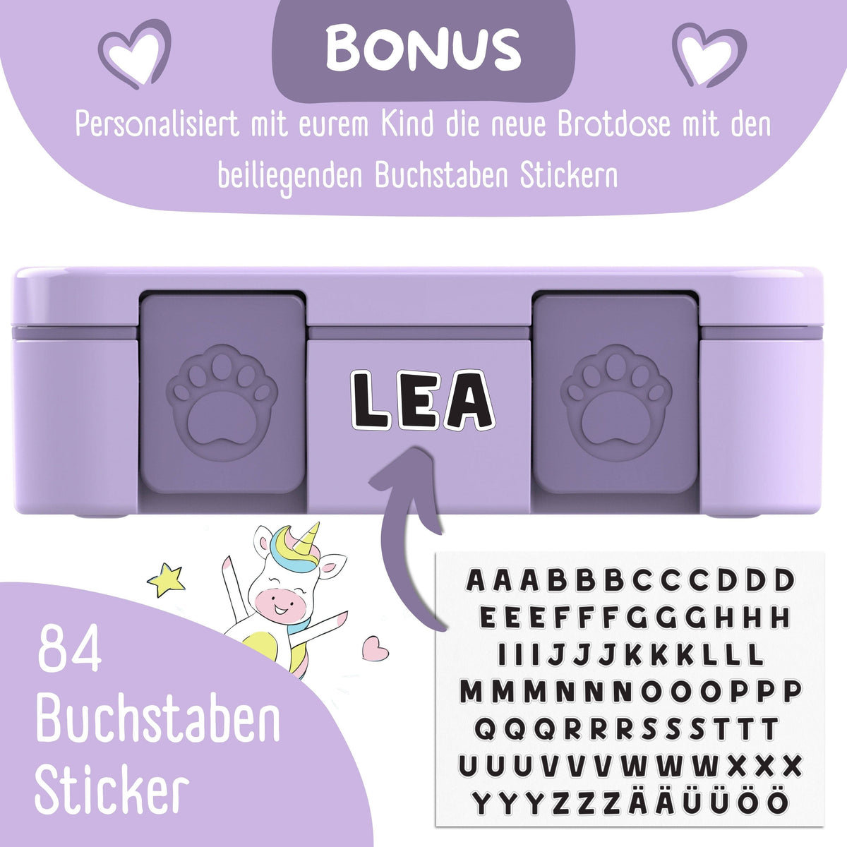 Brotdose mit Fächern, leicht & auslaufsicher-BubbleTea lila