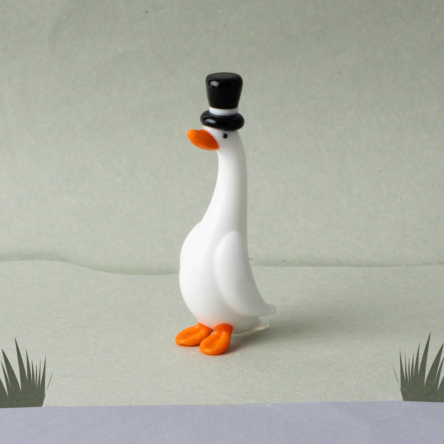 Gentleman Duck Glass Figurine