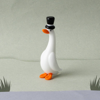 Gentleman Duck Glass Figurine