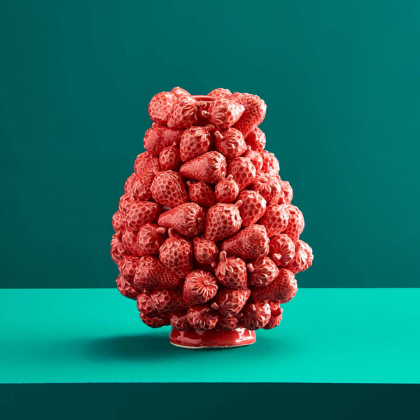Jarrón de fresa, gres rojo, 20 x 20 x 25 cm