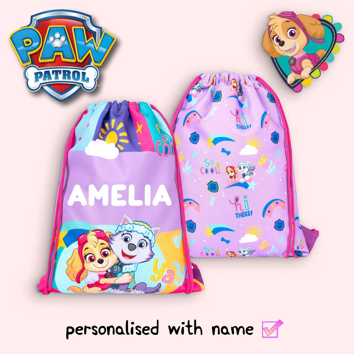 Sac à cordon – Official Paw Patrol / Nickelodeon Skye (Paw Patrol) | PE Bag | Fringoo