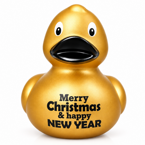 Canard doré « Merry Christmas & Happy New Year » – vue 1
