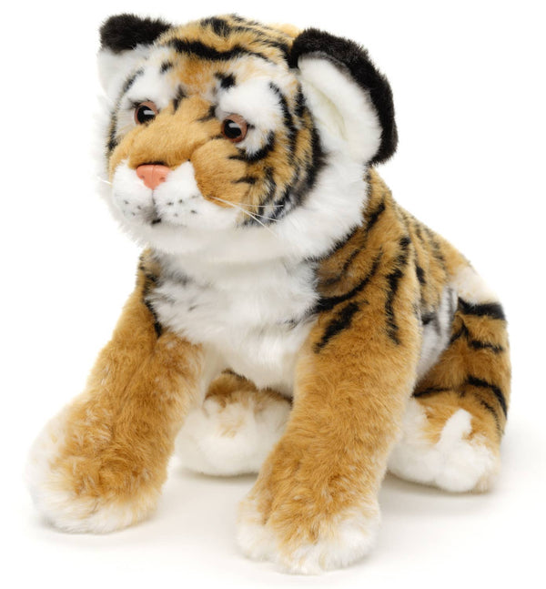Petit tigre couché - 33 cm (longueur) - doudin/peluche Uni Toys