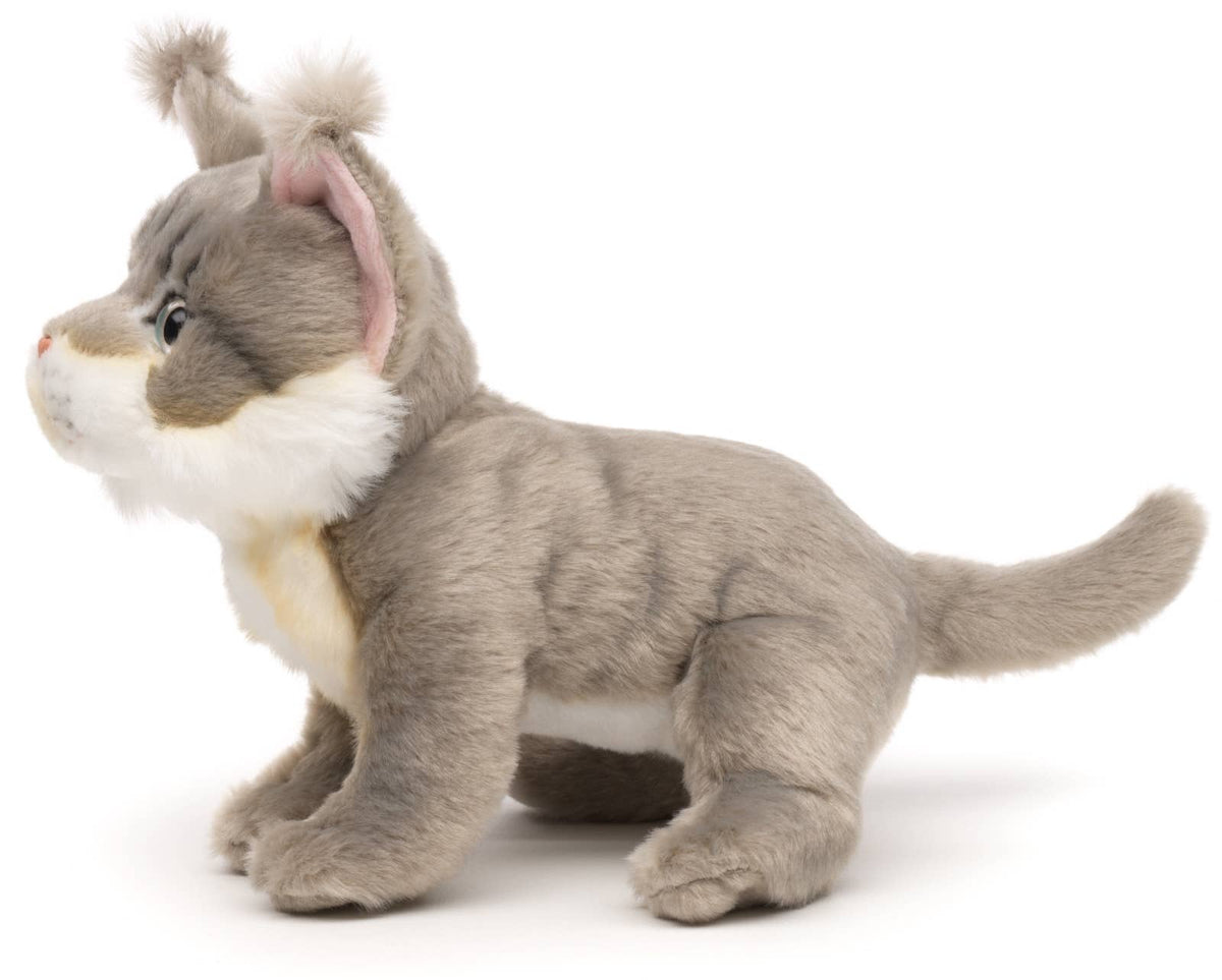 Peluche chat Maine Coon gris assis – 18 cm (hauteur)