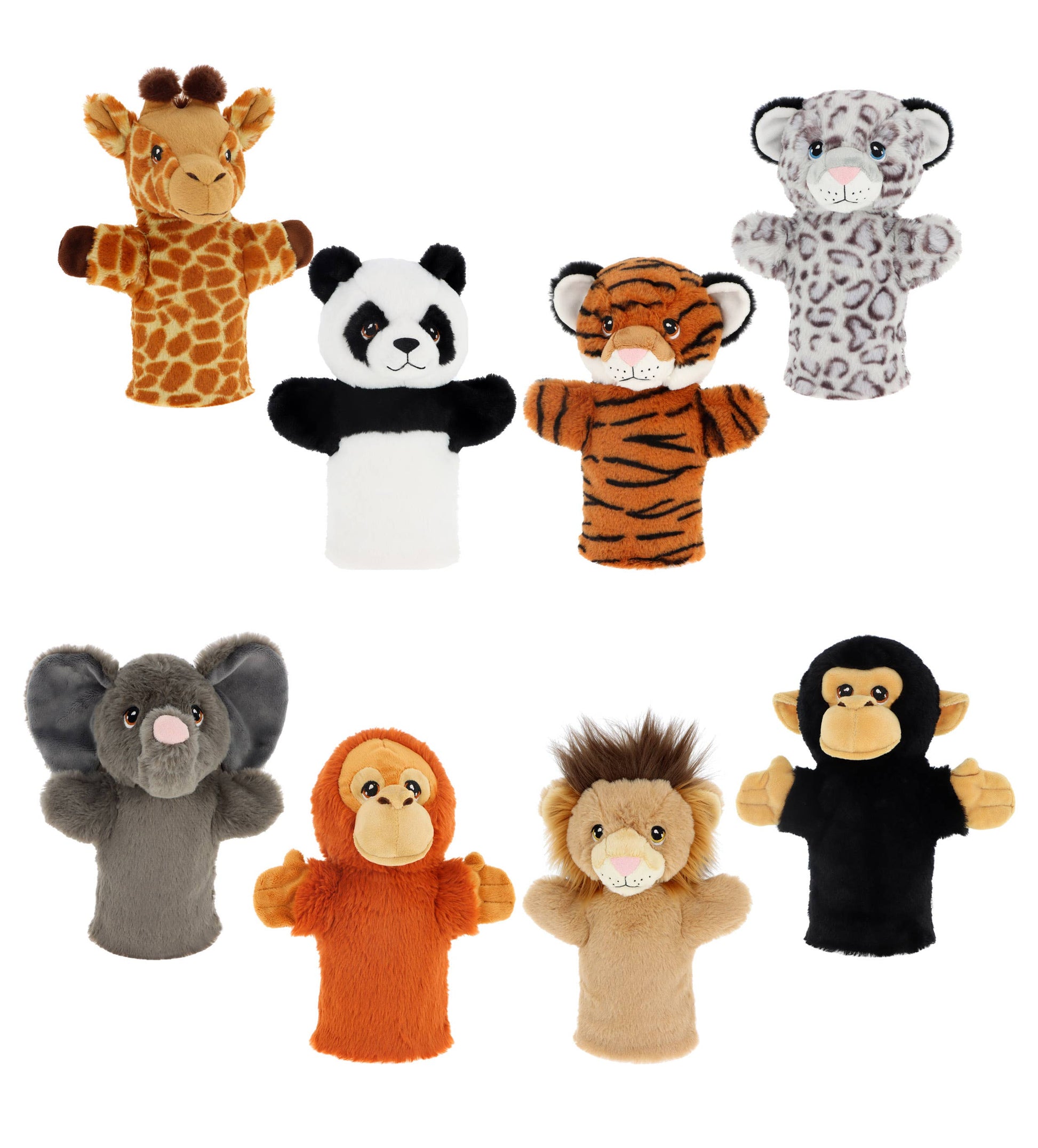 Assortment of 24 Wild Animal Hand Puppets 27cm - KEELECO