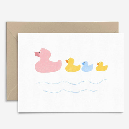Tarjeta de felicitación de la familia de patos