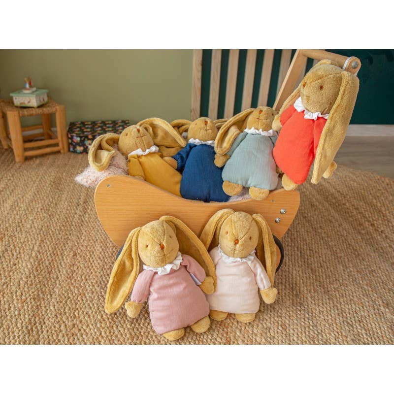 Lapin Nid D'Ange Doudou Musical -Coton Bio rose