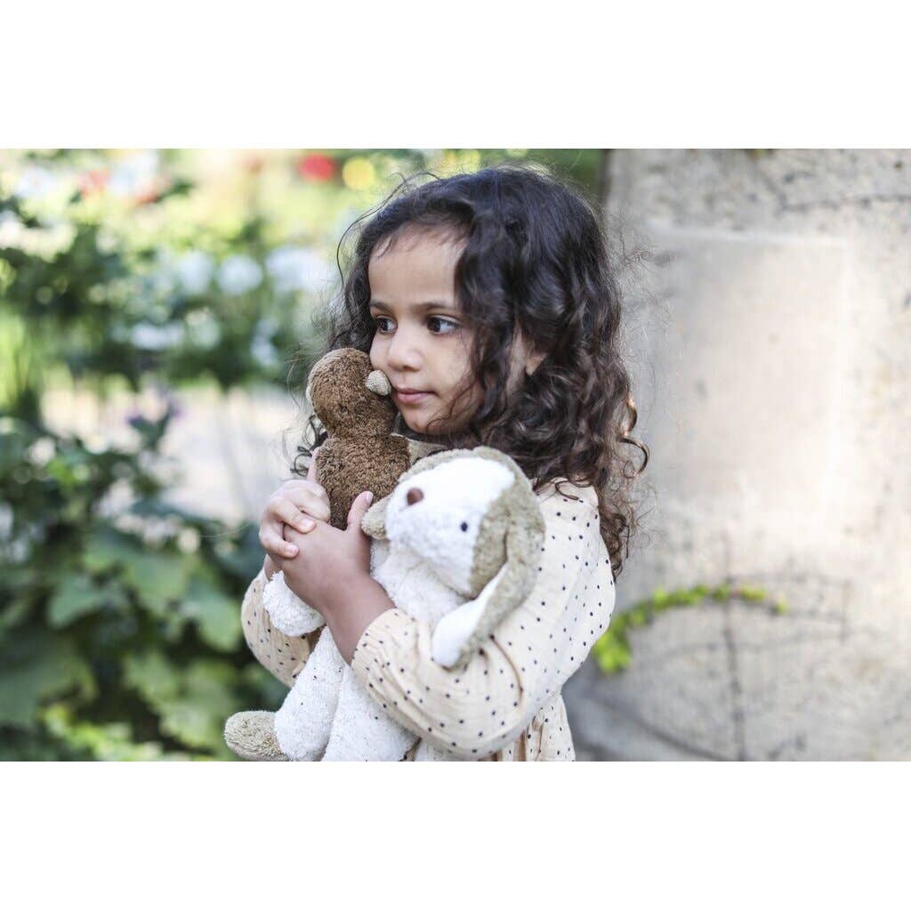 Cão de peluche, pequeno | Branco e bege