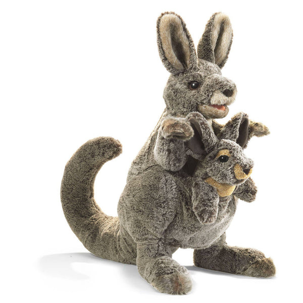 Marionnette à main Kangourou avec bébé 3178/Kangourou avec Joey Folkmanis réaliste
