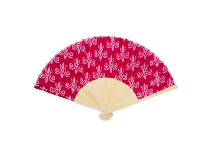 Éventail Madame Antoinette en bambou avec tissu imprimé